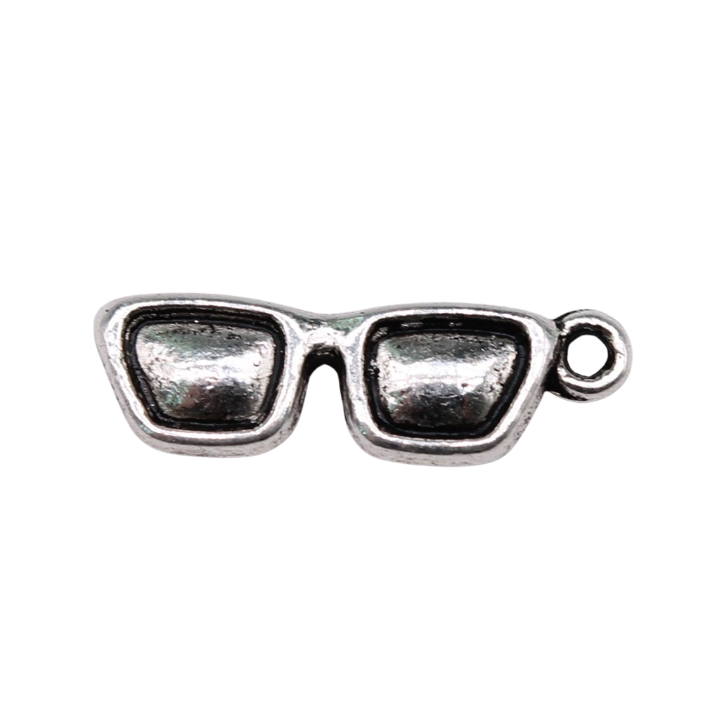 Jewelry Making Glasses - WYSIWYG 10Pcs 21X7มม.แว่นตาจี้ Charms โบราณเงินสำหรับเครื่องประดับทำสังกะสีโลหะผสมเครื่องประดับ