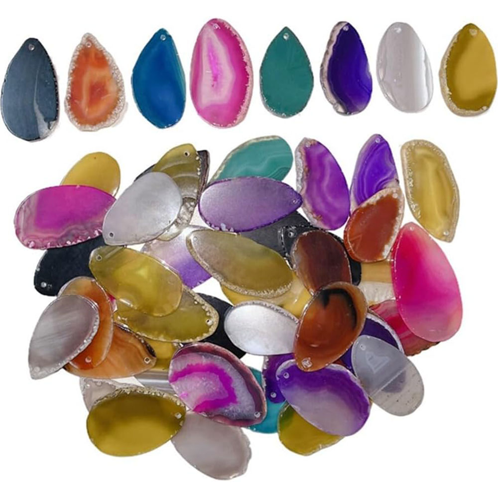 Jewelry Making Table - ขัด Agate ชิ้นเจาะ Geodes หินตารางชิ้นคริสตัลไม่สม่ําเสมอสําหรับ DIY