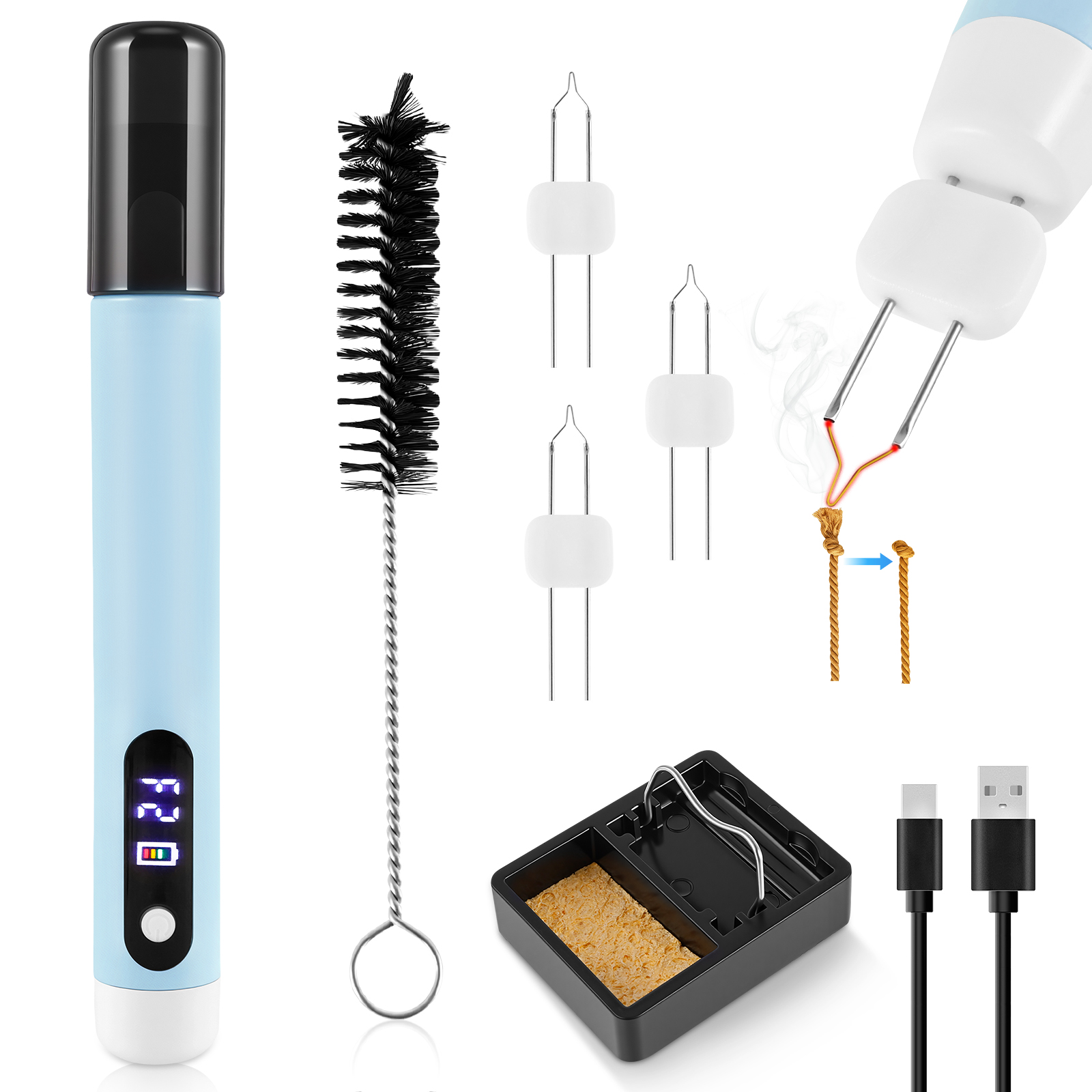Jewelry Making Zapper - เครื่องเผาไหม้ด้ายสำหรับทำเครื่องประดับ เครื่องเผาไหม้ด้ายแบบชาร์จไฟได้สำหรับการถักลูกปัด การทำสร้อยข้อมือ การเย็บงานหนัง และการร้อยเชือก