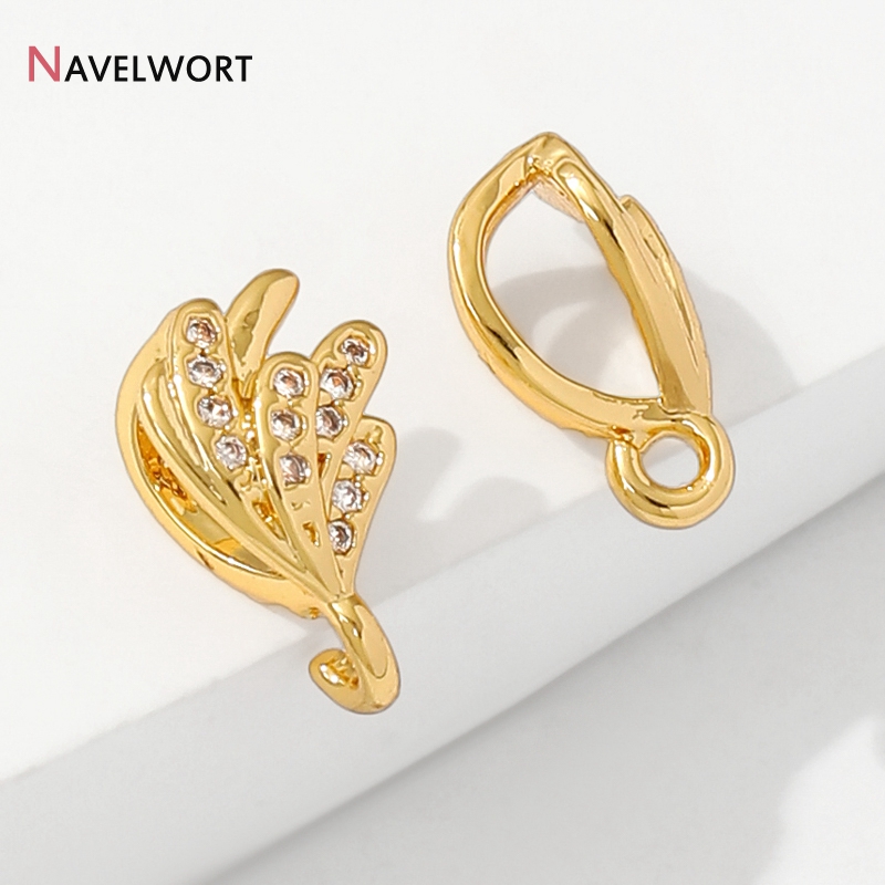 Jewelry Making Gold - ทองเหลืองชุบทอง 18K พร้อมจี้เพชรเซอร์คอนแบบหนีบ, ตัวหนีบจี้เพชรเซอร์คอนแบบฝัง, วัสดุสำหรับทำเครื่องประดับ, ตัวหนีบสำหรับเครื่องประดับ