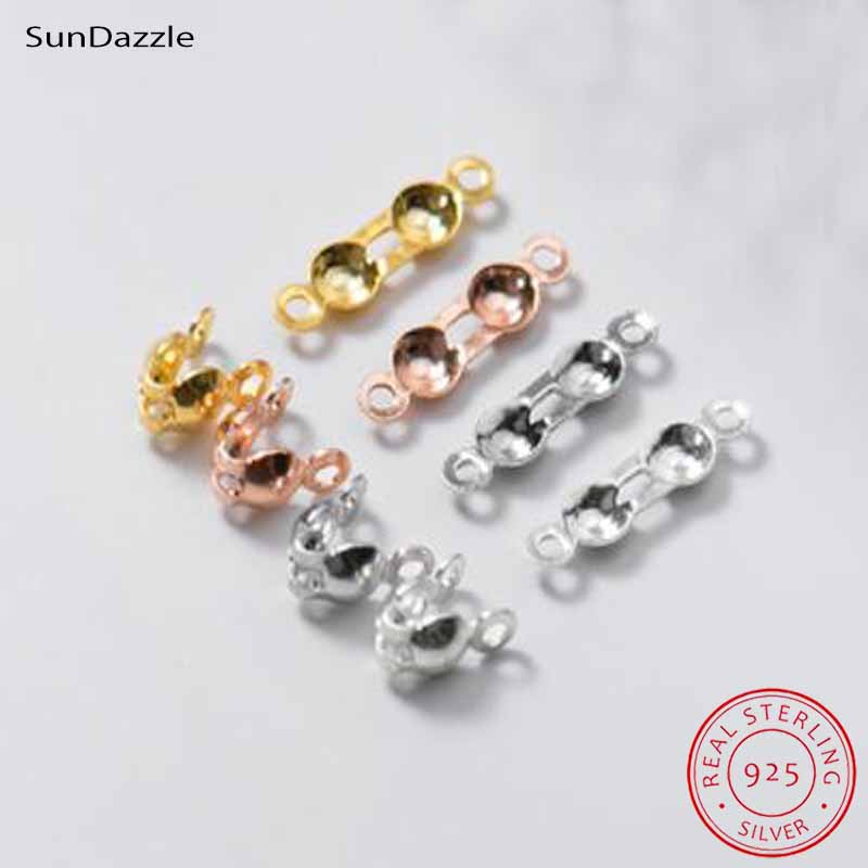 Jewelry Making Gold - ตัวล็อคปลายลูกปัดเงินแท้ 925 จำนวน 4 ชิ้น ตัวเชื่อมต่อแบบหนีบสีทอง