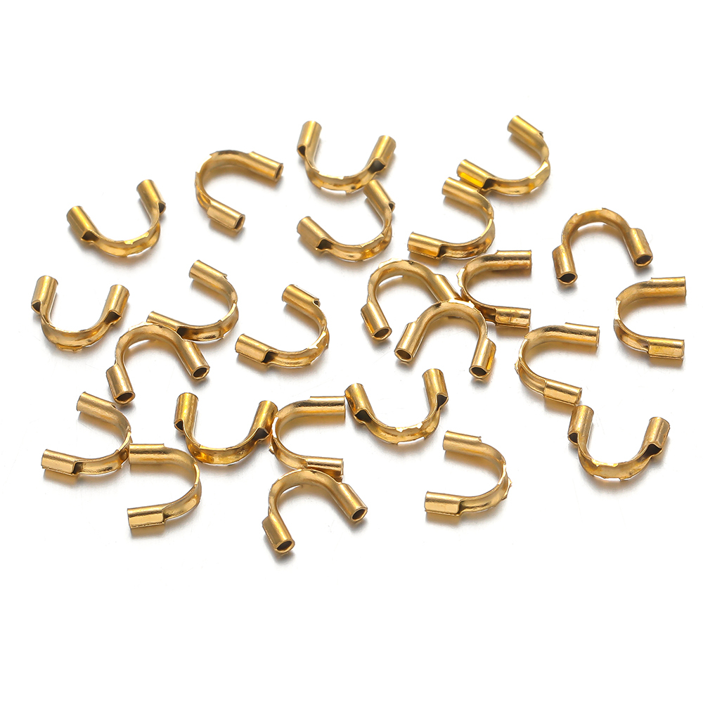 Jewelry Making Thread - 50pcs สแตนเลสสตีลชุบทอง U รูปร่างการเชื่อมต่อหัวเข็มขัดป้องกันสายไฟสําหรับสร้อยคอต่างหูทํา DIY เครื่องประดับอุปกรณ์
