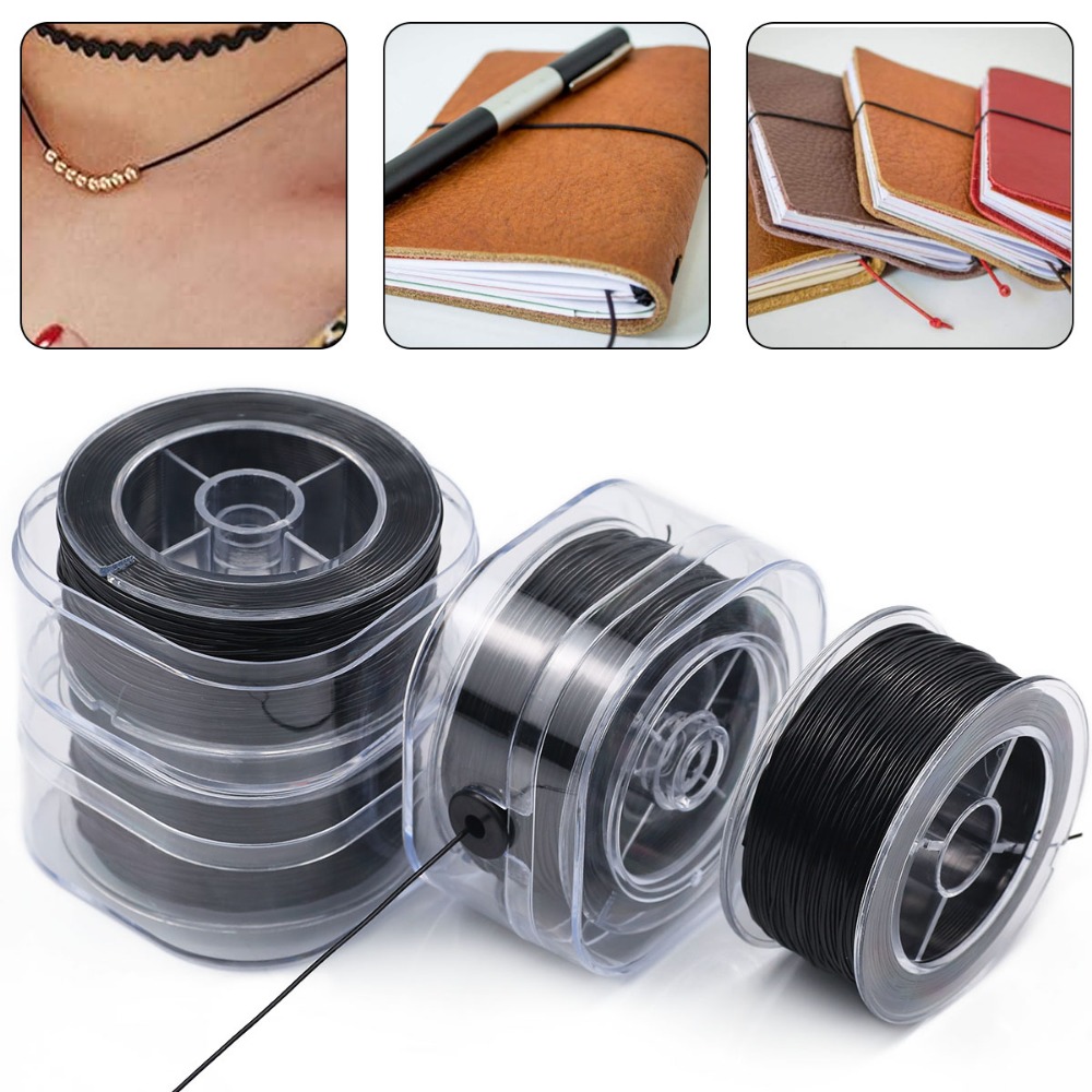 Jewelry Making Thread - เชือกยางยืดสีดำขนาด 0.5-1 มม. สำหรับทำเครื่องประดับ สร้อยข้อมือ สร้อยคอ