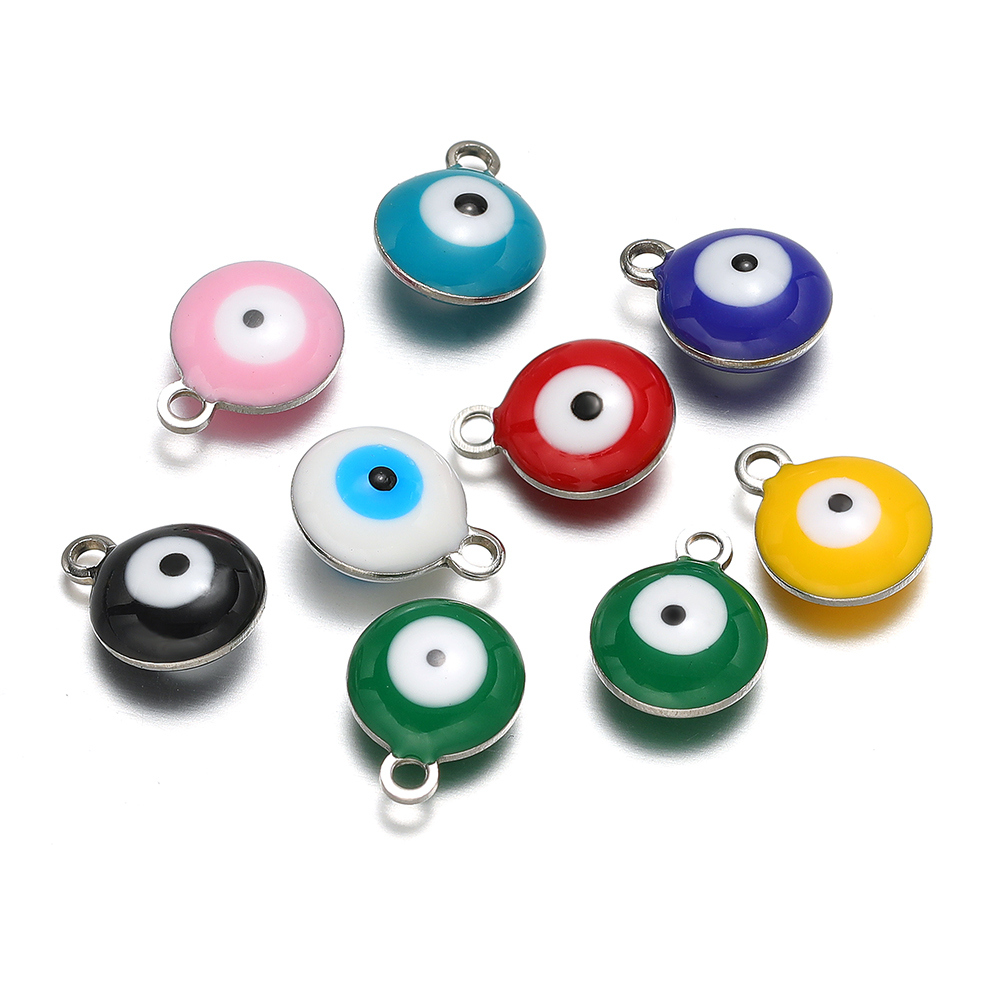 Jewelry Making Tools And Supplies - จี้รูปตาปีศาจเคลือบสแตนเลสกันน้ำ 20 ชิ้น/ล็อต สำหรับทำสร้อยคอ ต่างหู วัสดุ