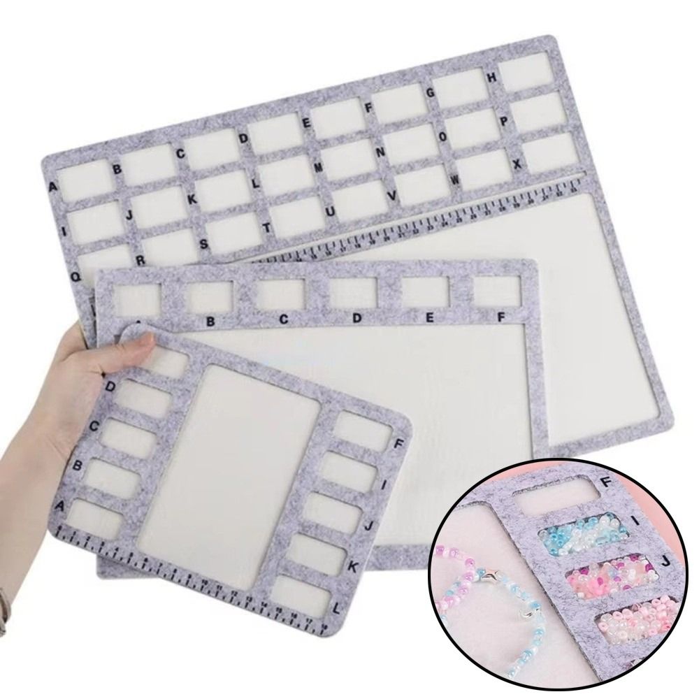 Jewelry Making Table - ถาดใส่ลูกปัดแบบสักหลาด แผ่นสักหลาดสำหรับตัวอักษรและสเกล แผ่นรองทำลูกปัดแบบสักหลาด แผ่นรองทำลูกปัดแบบมีสเกลวัดขนาด แผ่นรองกันลื่นสำหรับงานประดิษฐ์ลูกปัด งานศิลปะและงานฝีมือ