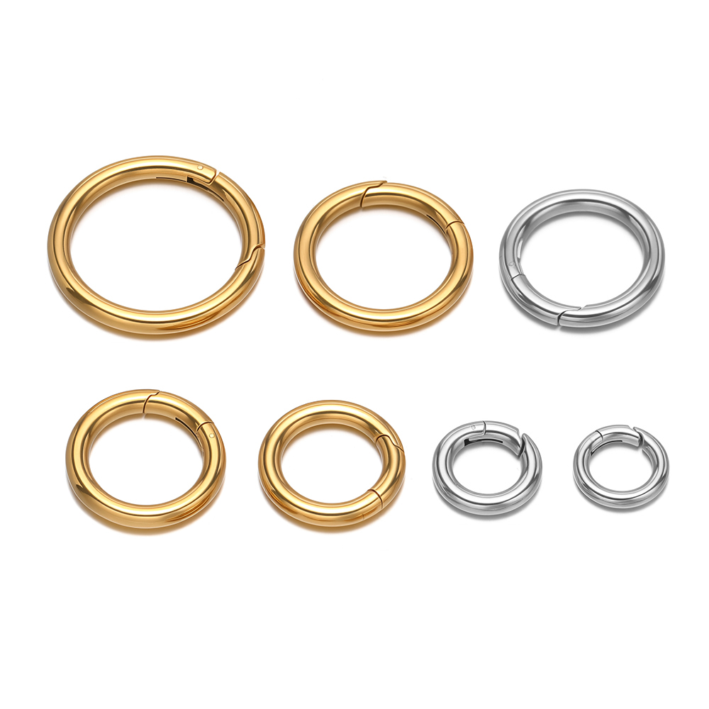 Jewelry Making Gold - ตัวล็อคสปริงทรงกลม 2 ชิ้น/ล็อต ทำจากสแตนเลสชุบทอง ใช้สำหรับทำพวงกุญแจ ตัวเชื่อมต่อสำหรับงาน