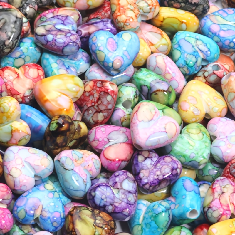 Jewelry Making Ideas With Beads - ลูกปัดรูปหัวใจ 16 มม. 30 ชิ้น สีสุ่ม