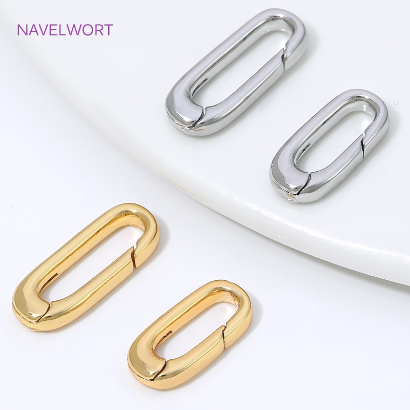 Jewelry Making Gold - ตัวล็อคแบบสปริงรูปวงรีชุบทอง 18K จำนวน 1/2/4 ชิ้น สำหรับเครื่องประดับ,