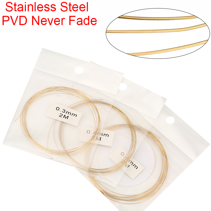 Jewelry Making Thread - 2 เมตรสแตนเลส 0.3 0.4 0.5 มม.ประดับด้วยลูกปัดลวดสร้อยคอสายด้ายไม่เคย