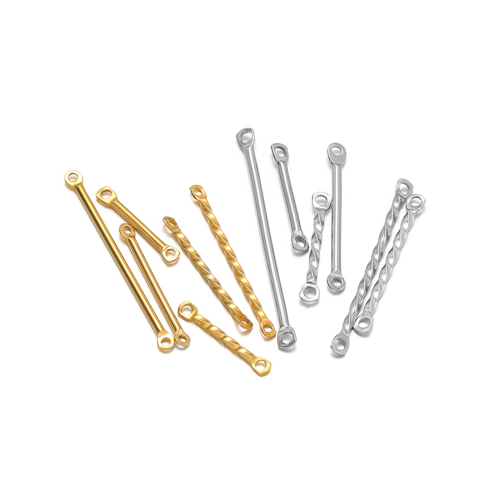 Jewelry Making Tools And Supplies - 20 ชิ้นสแตนเลสสตีล Twisted Rod Connectors Double