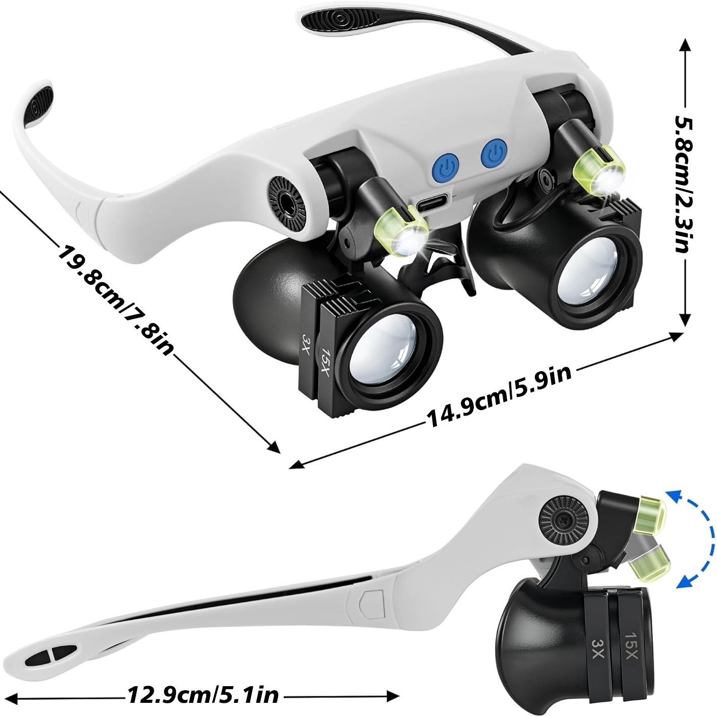 แว่นขยาย LED แบบสวมศีรษะ + แว่ - Jewelry Making Glasses บทวิจารณ์และราคา