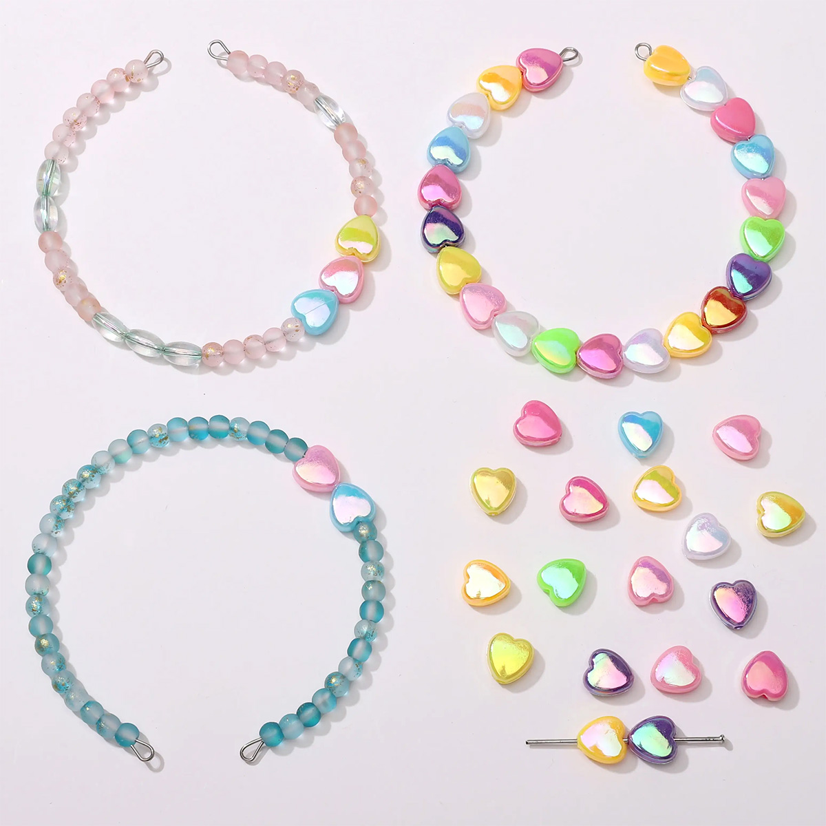 ลูกปัดอะคริลิคทรงหัวใจสีรุ้ง ข - Jewelry Making Tools And Supplies บทวิจารณ์และราคา