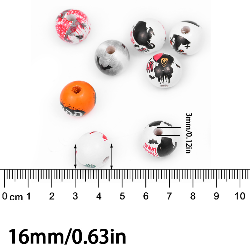 ลูกปัดไม้กลมสีเขียวลายผีฮาโลวี - Jewelry Making Ideas With Beads บทวิจารณ์และราคา