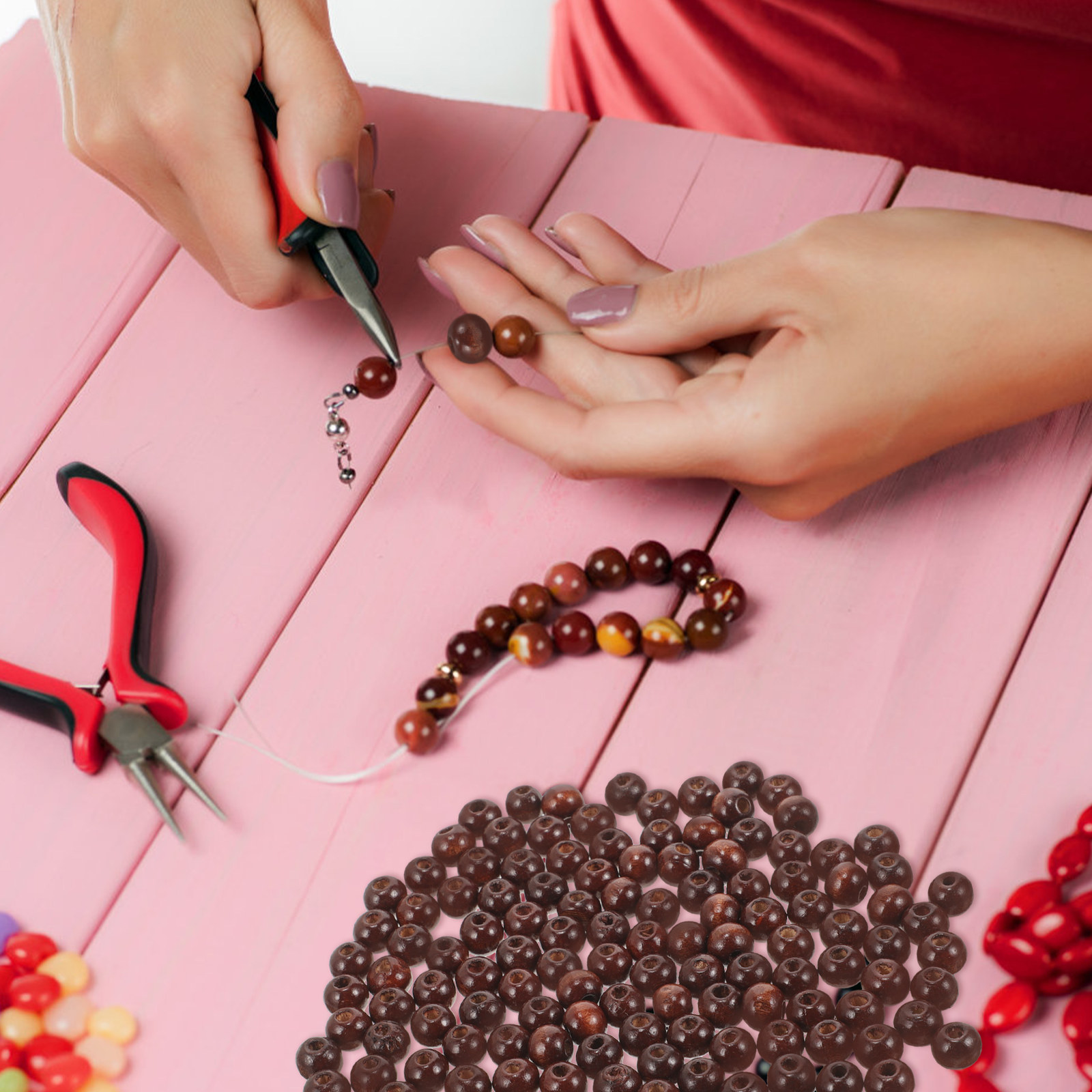 ลูกปัดไม้ 500 ชิ้น สำหรับงานฝี - Jewelry Making Ideas With Beads บทวิจารณ์และราคา